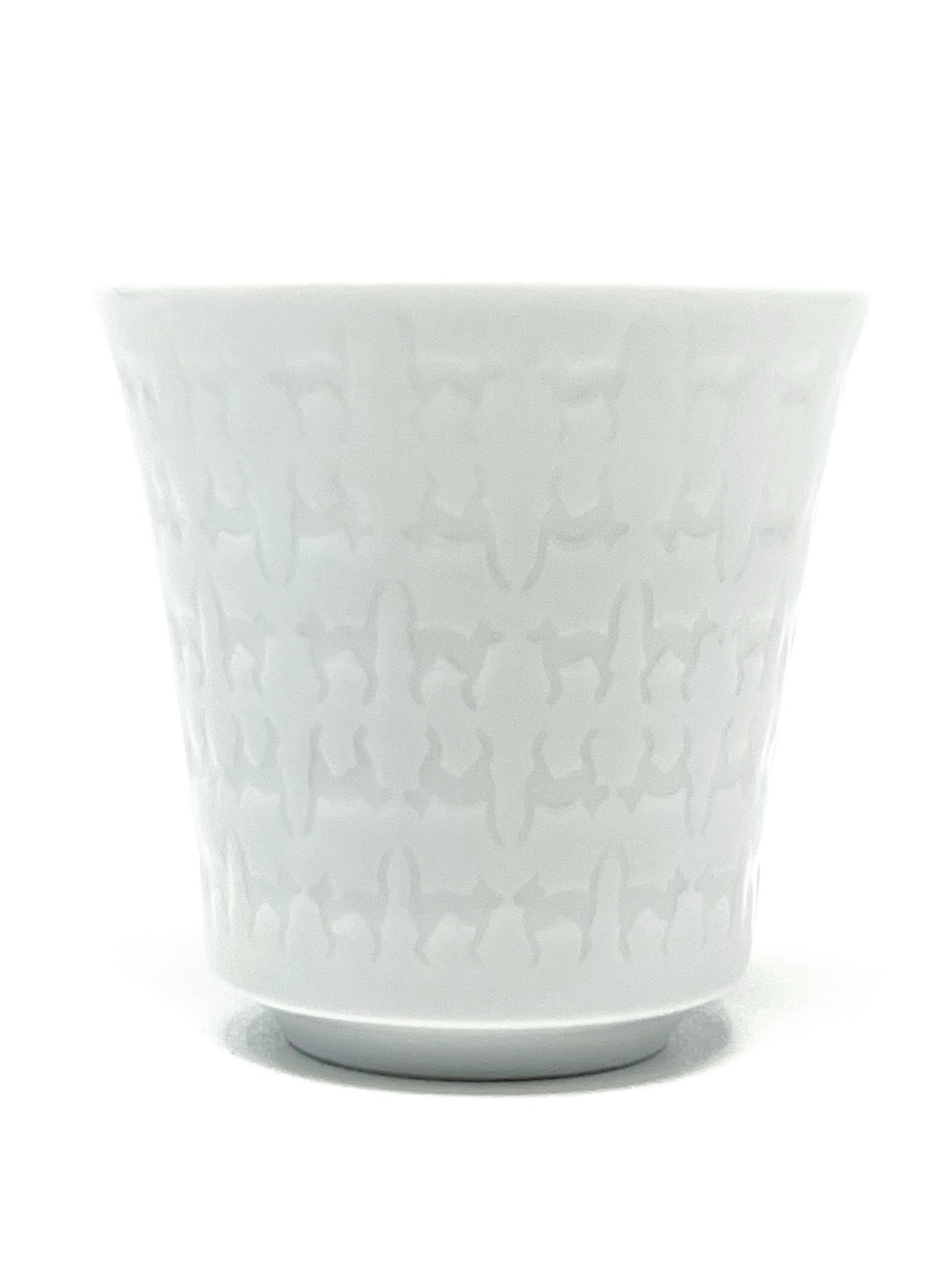 Rorstrand Sweden White Porcelain Handleless 6 oz. Cup Embossed Cats EUC